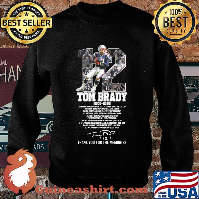12 tom brady 2000 2020 super bowl champion thank you for the memories signature s Sweater