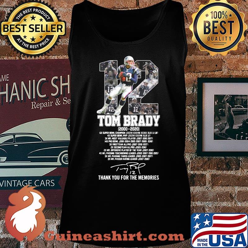 12 tom brady 2000 2020 super bowl champion thank you for the memories signature s Tank top
