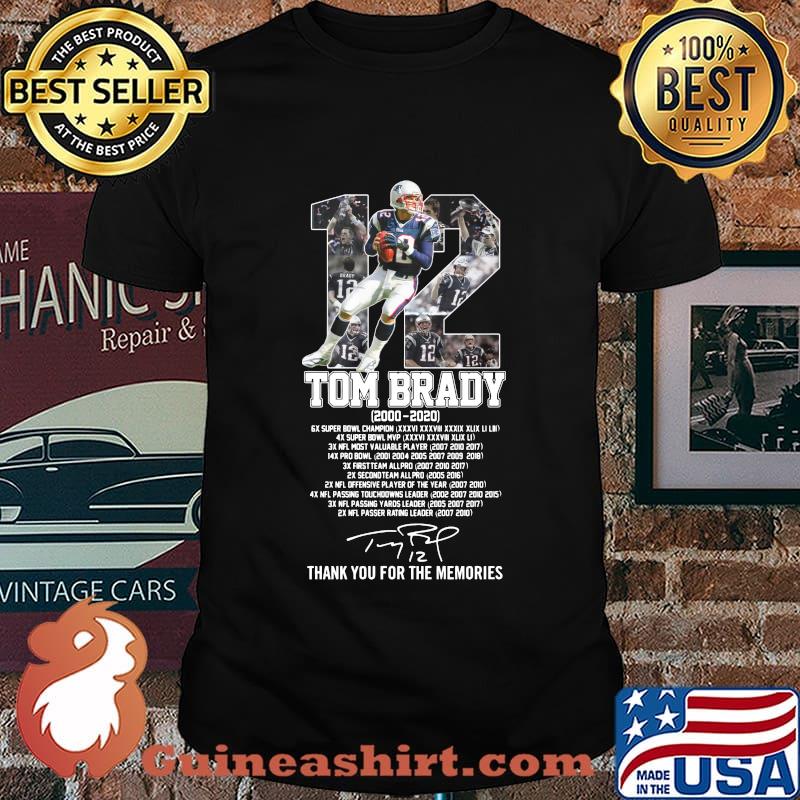 12 tom brady 2000 2020 super bowl champion thank you for the memories signature shirt