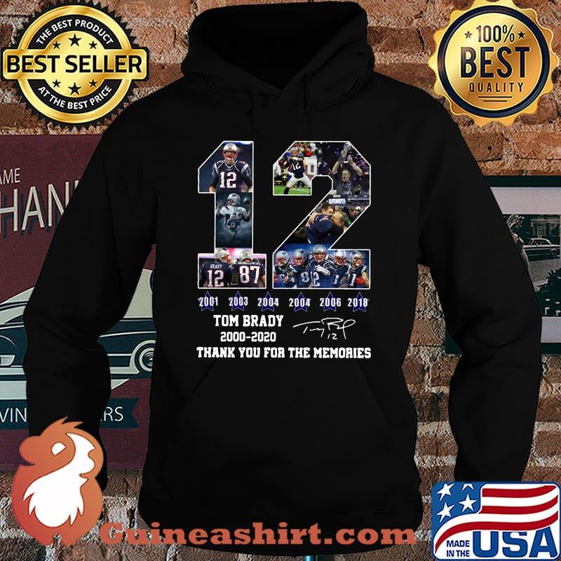 12 tom brady 2000 2020 thank you for the memories signature s Hoodie
