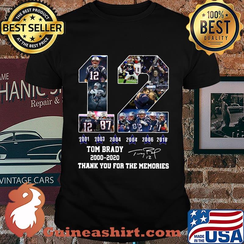 12 tom brady 2000 2020 thank you for the memories signature shirt