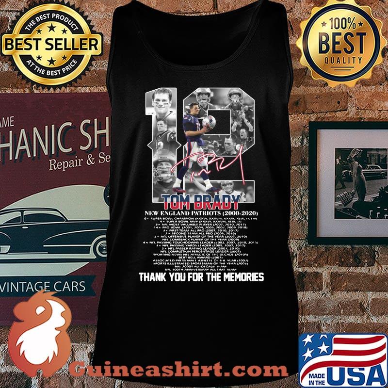 12 tom brady new england patriots 2000 2020 thank you for the memories signature s Tank top