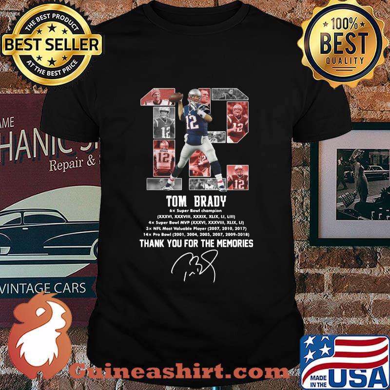 12 tom brady new england patriots thank you for the memories signatures shirt