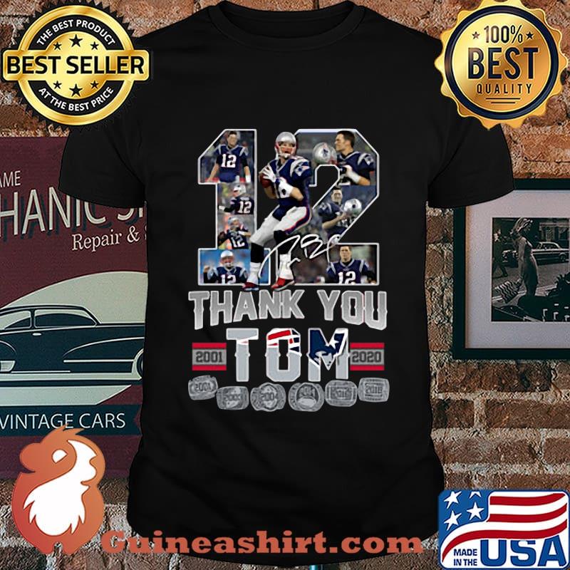 12 tom brady thank you 2001 2020 signature shirt