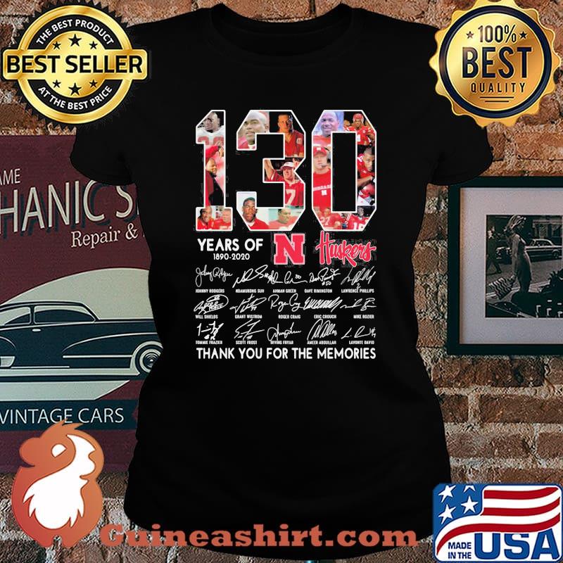130 years of 1890 2020 nebraska cornhuskers thank you for the memories signatures s Laides tee