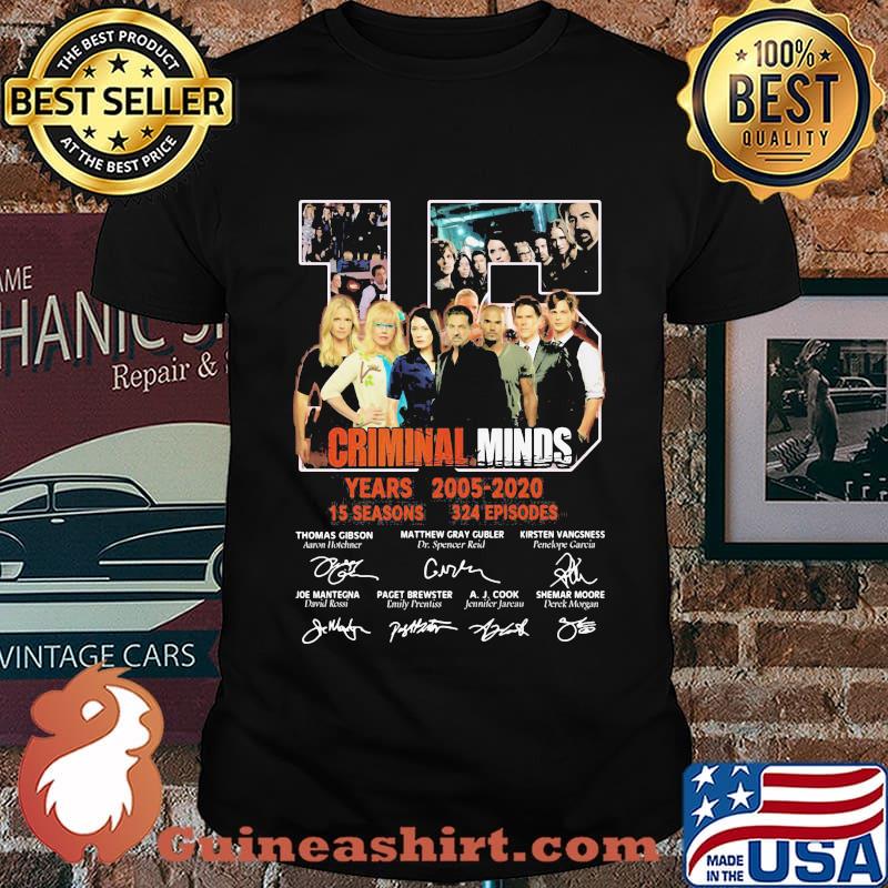 15 criminal minds 2005 2020 years 15 seasons 324 episodes thank you for the memories signatures shirt