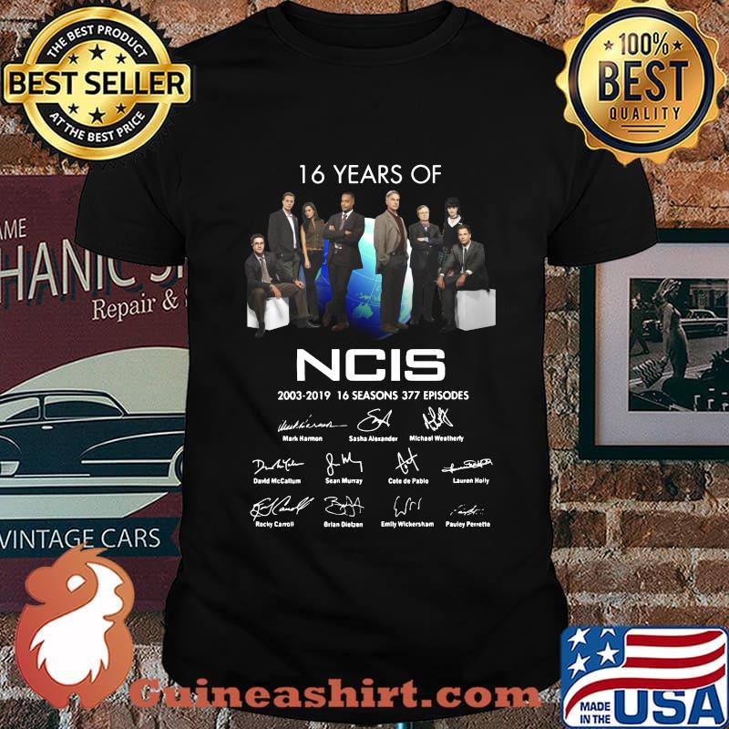 16 years of ncis 2003 2019 16 seasons 377 episodes signatures shirt