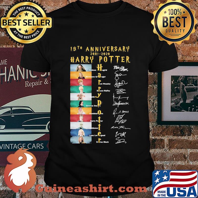 19th anniversary 2001 2020 harry potter movie characters signatures shirt