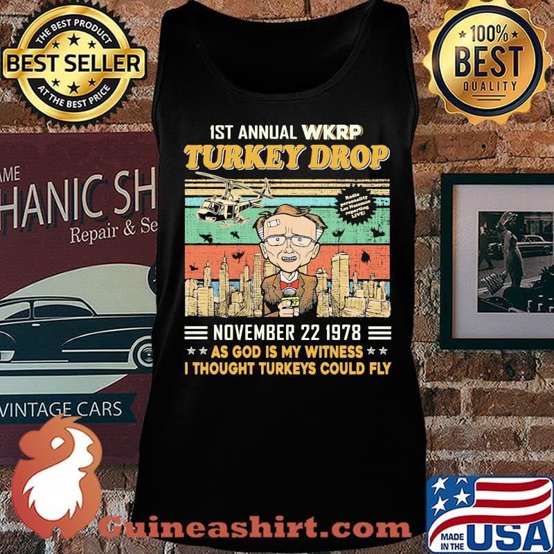 1st annual wkrp turkey drop november 22 1978 as god is my witness i thought turkeys could fly vintage retro black s Tank top