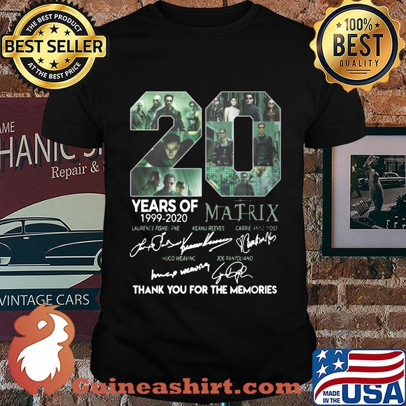 20 years of 1999 2020 matrix thank you for the memories signatures shirt