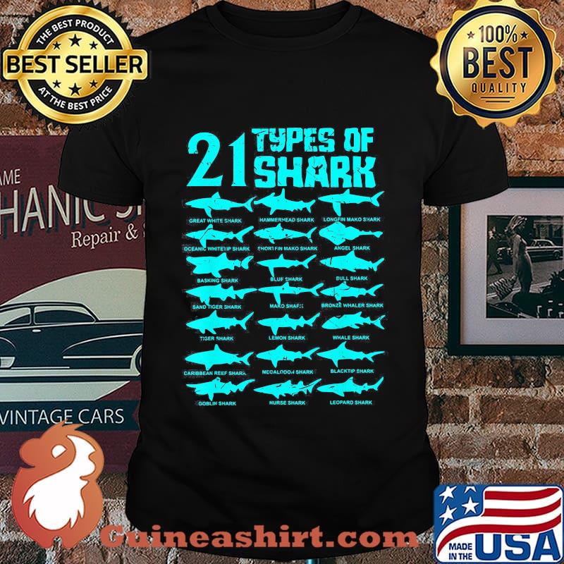 21 types of shark Marine Biology shirt