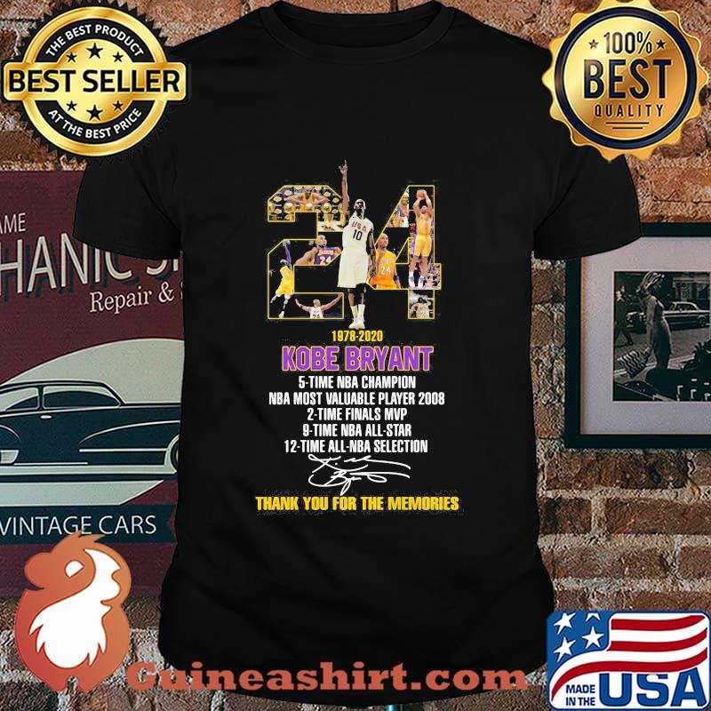 24 1978 2020 kobe bryant thank you for the memories signatures shirt