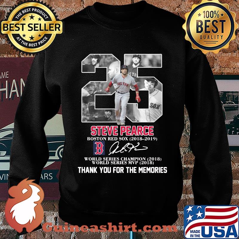 25 steve pearce boston red sox 2018 2019 world series champion world series mvp thank you for the memories signatures s Sweater