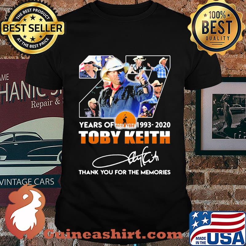 27 years of 1993 2020 toby keith thank you for the memories signatures shirt