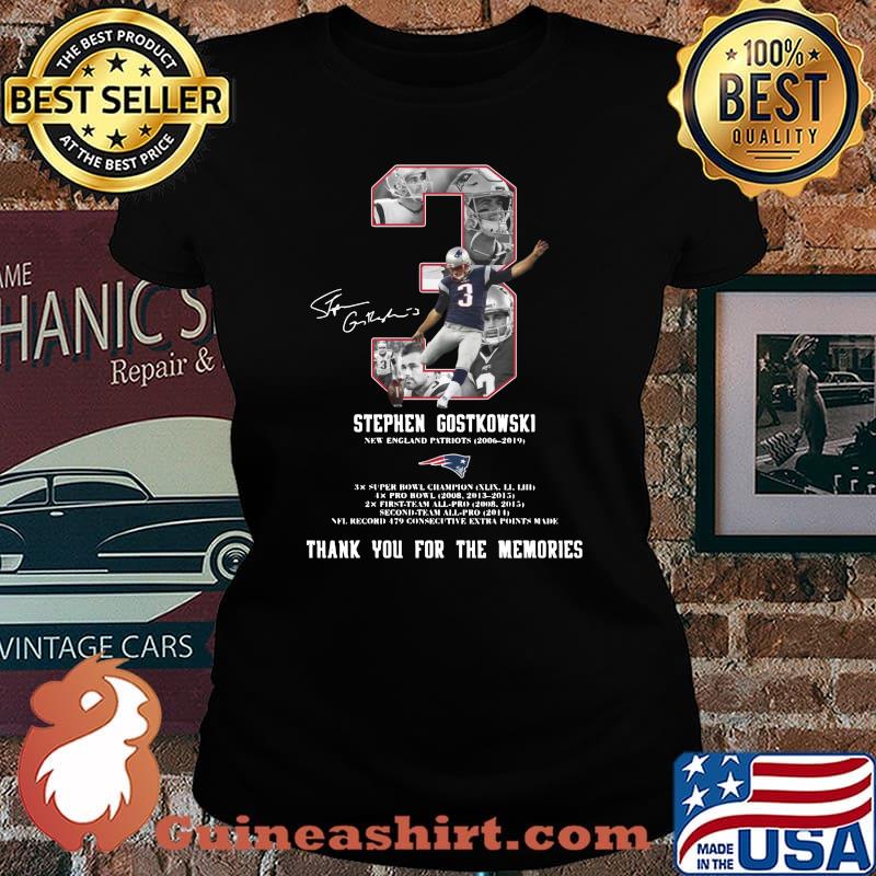 3 stephen gostkowski new england patriots thank you for the memories signature s Laides tee