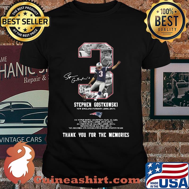 3 stephen gostkowski new england patriots thank you for the memories signature shirt