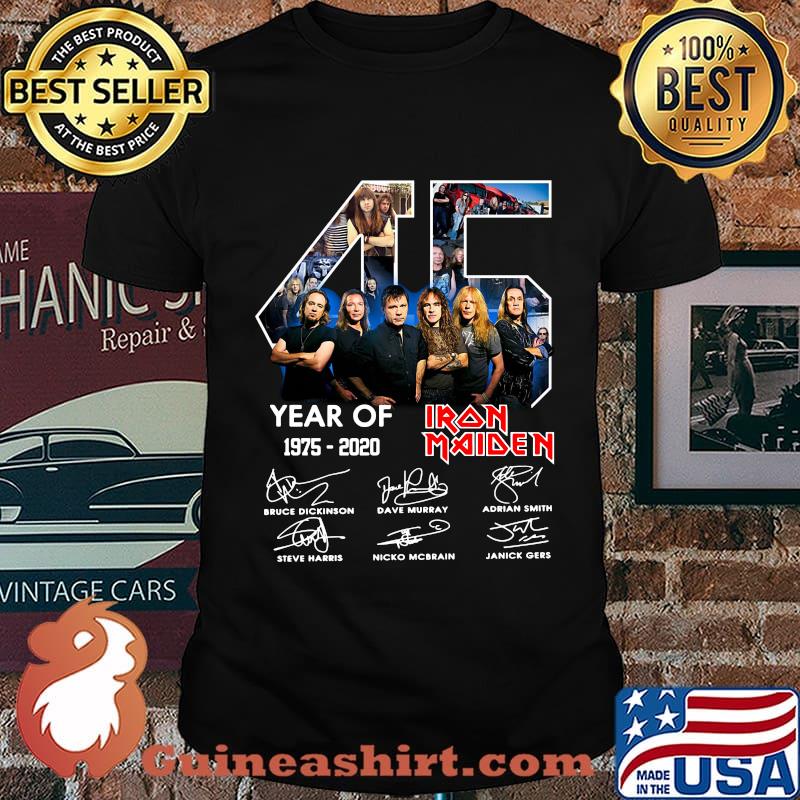 45 year of 1975 2020 iron maiden thank you for the memories signatures shirt