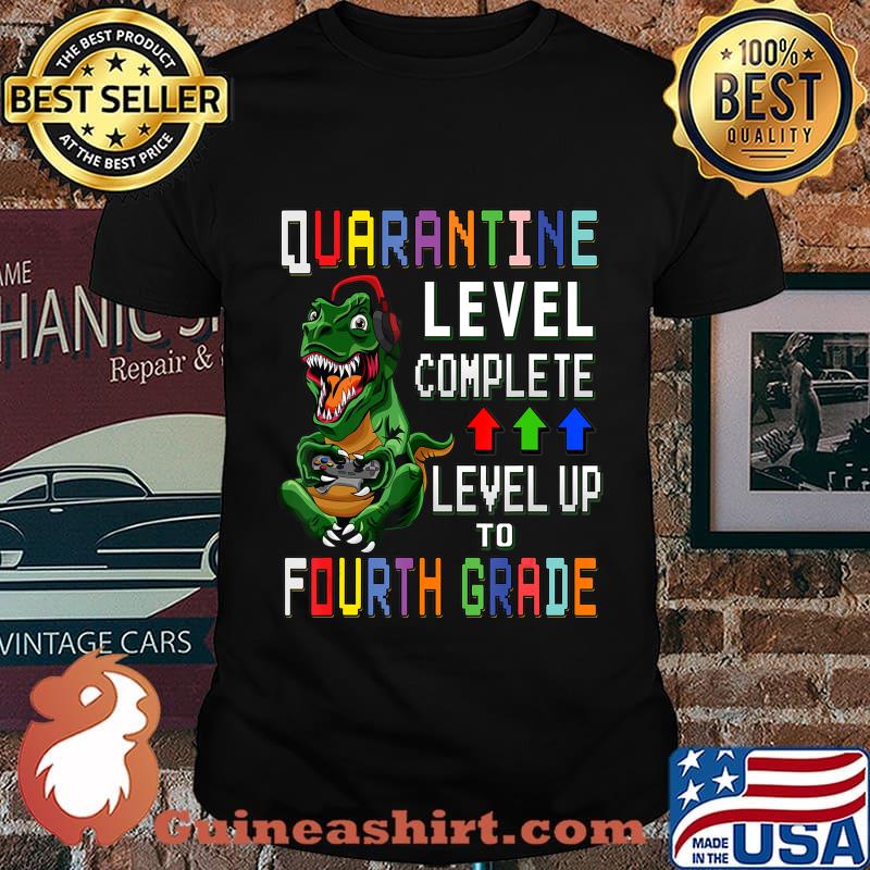 4th Grade Quarantine Shirt Back To School T Rex Gamer Gift T-Shirt