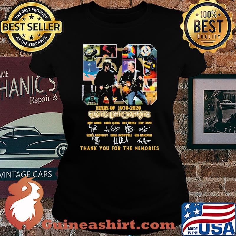 50 years of 1970 2020 electric light orchestra thank you for the memories signatures s Laides tee
