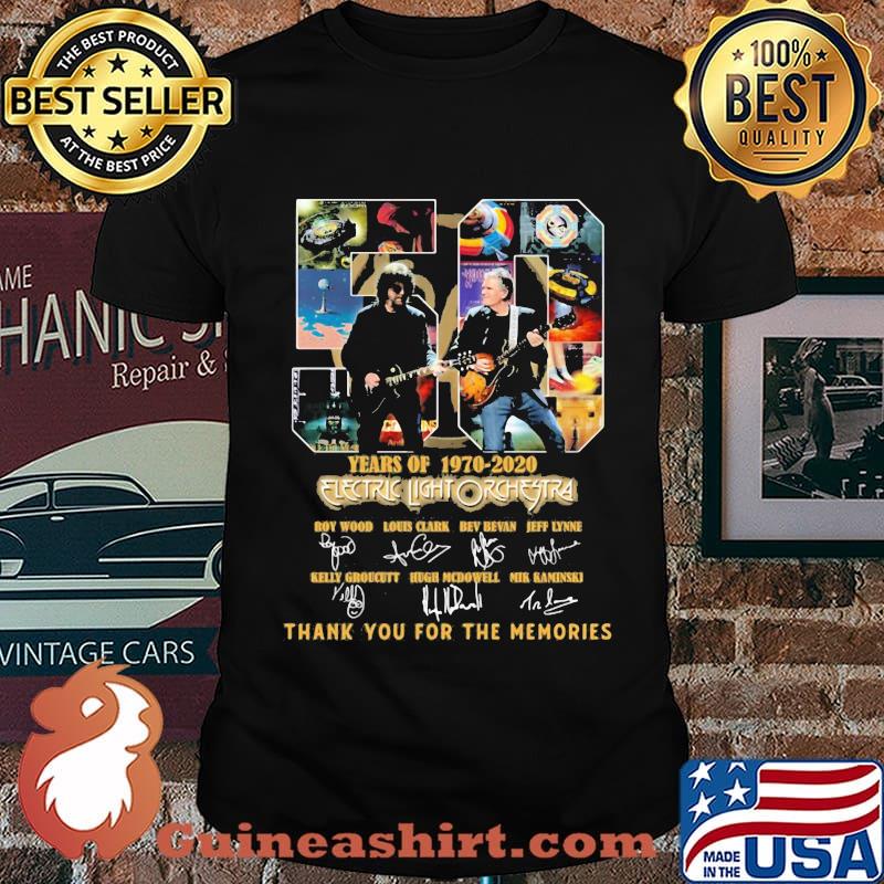 50 years of 1970 2020 electric light orchestra thank you for the memories signatures shirt