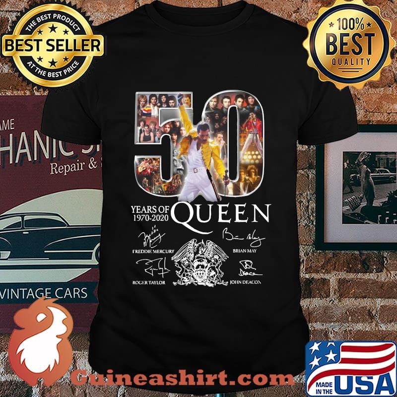 50 years of 1970 2020 queen band members signatures shirt