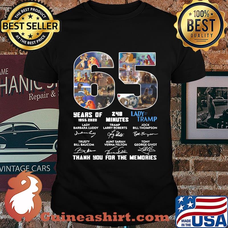 65 years of 1955 2020 248 minutes lady tramp thank you for the memories signatures shirt
