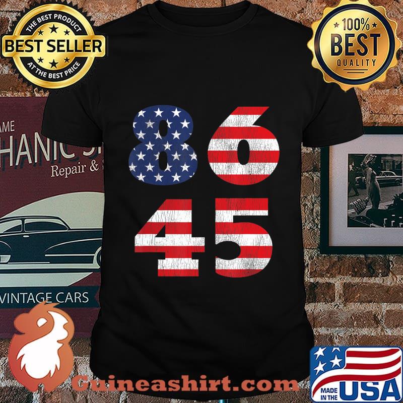 8645 Vintage Weathered American Flag 2020 Anti Trump Biden T-Shirt