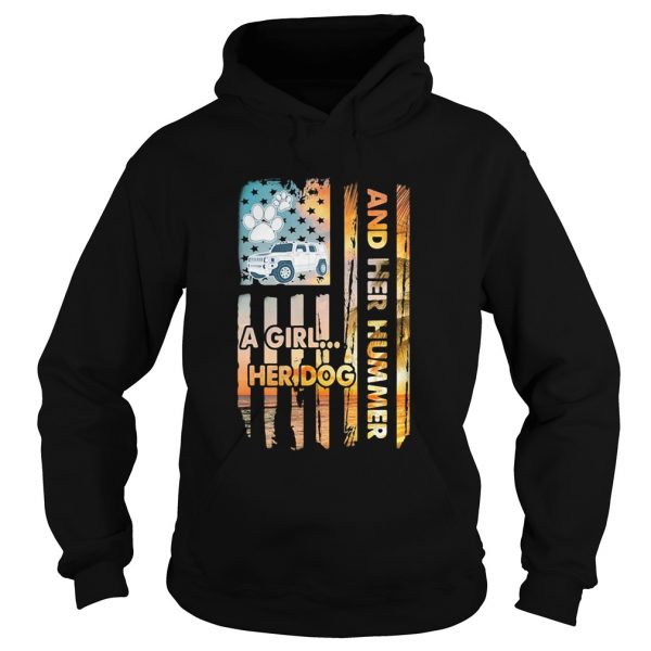 And her hummer a girl her dog car footprint American shirt - Image 4