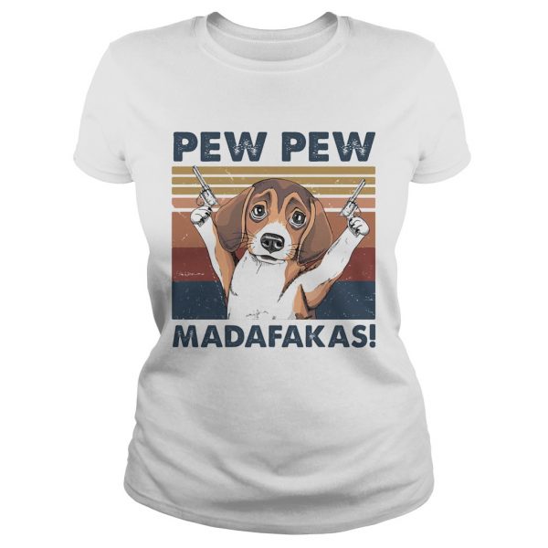 Dog pew pew madafakas vintage retro shirt - Image 3