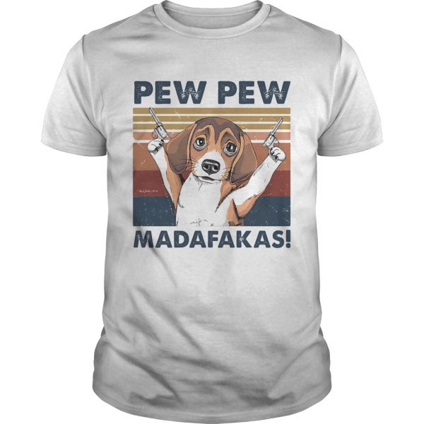 Dog pew pew madafakas vintage retro shirt - Image 2