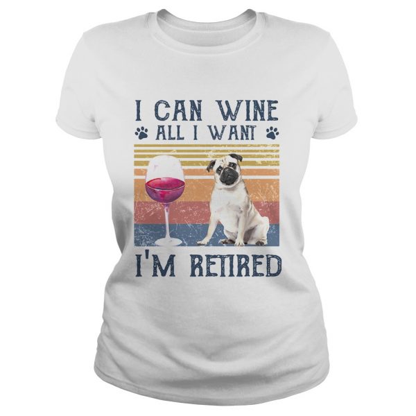 I can wine all I want Im retired bulldog vintage retro footprint shirt - Image 3