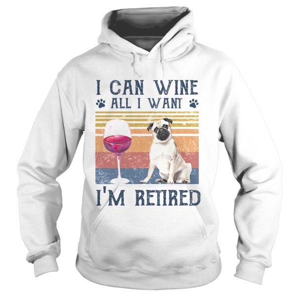 I can wine all I want Im retired bulldog vintage retro footprint shirt - Image 4
