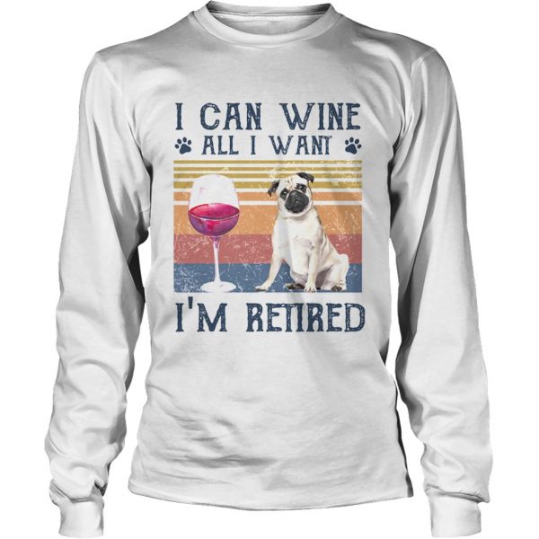 I can wine all I want Im retired bulldog vintage retro footprint shirt - Image 5