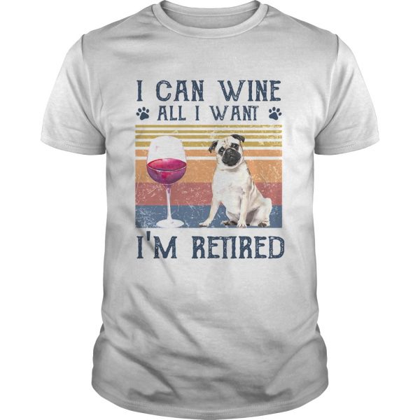 I can wine all I want Im retired bulldog vintage retro footprint shirt - Image 2