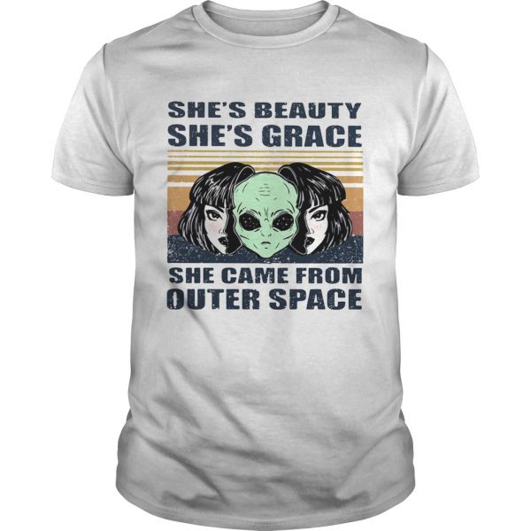 Shes beauty shes grace she came from outer space vintage retro alien shirt - Image 2