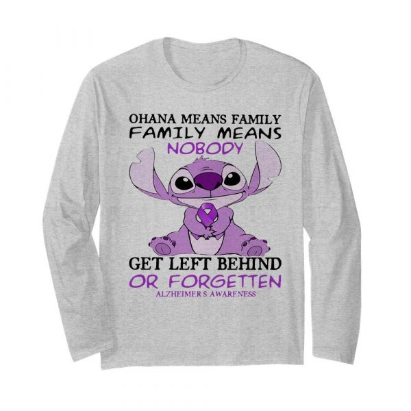 Stitch ohana means family means nobody gets left behind or forgotten alzheimers awareness shirt - Image 4