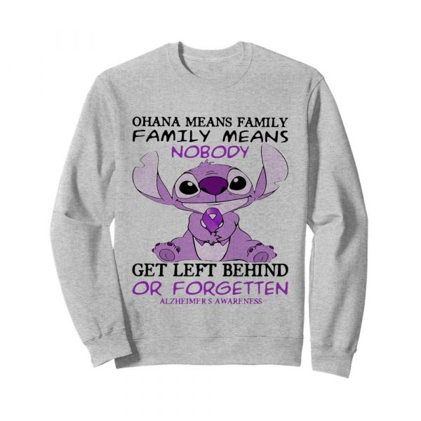 Stitch ohana means family means nobody gets left behind or forgotten alzheimers awareness shirt - Image 5