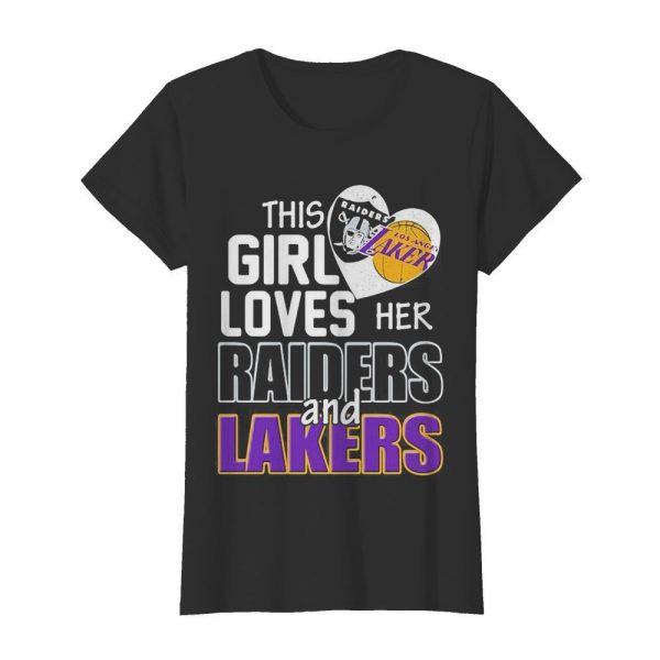This girl loves her raiders and lakers heart shirt - Image 3
