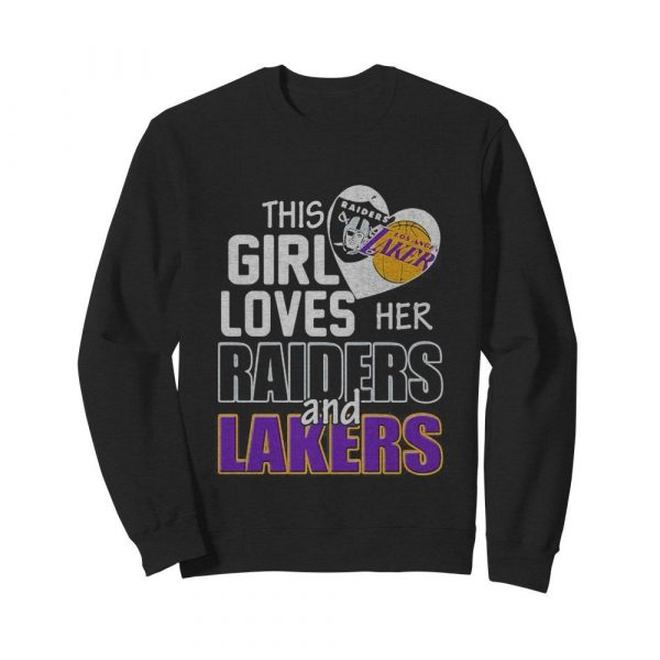 This girl loves her raiders and lakers heart shirt - Image 5