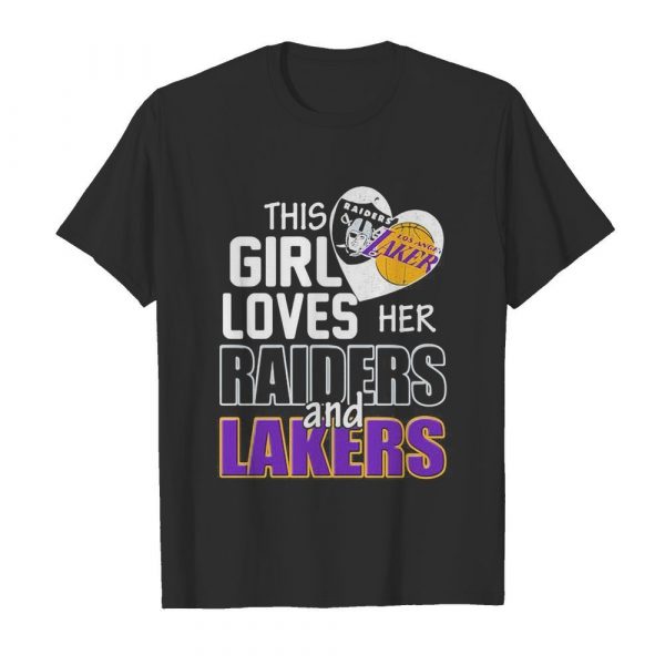 This girl loves her raiders and lakers heart shirt - Image 2