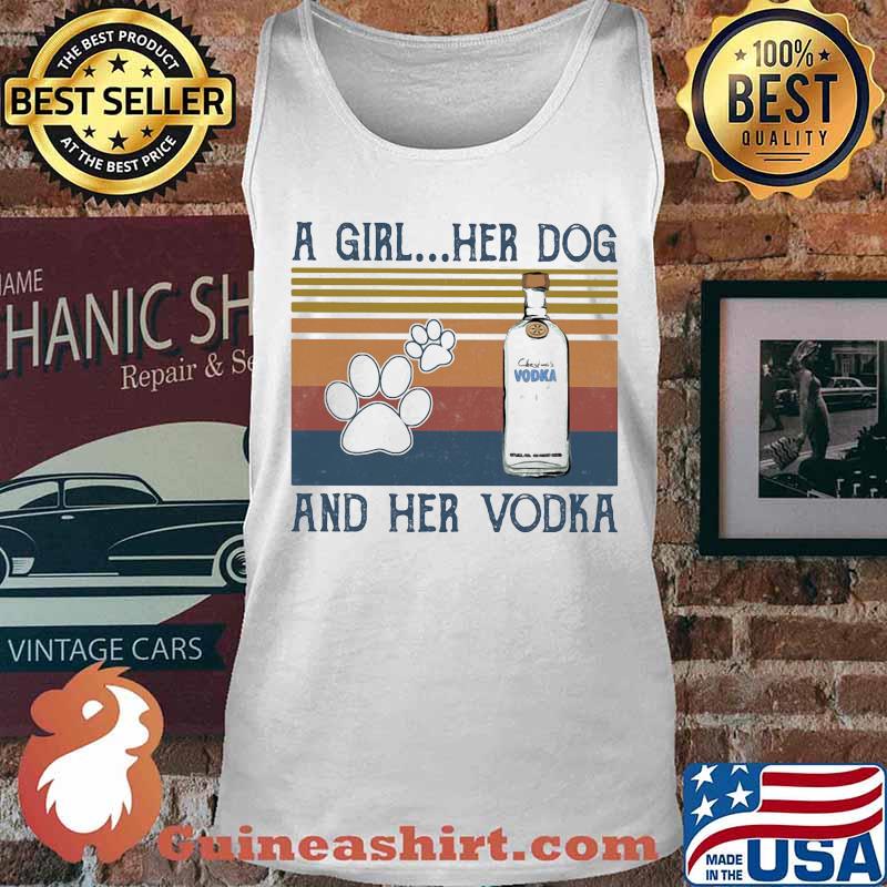 A girl her dog and her vodka vintage retro s Tank top