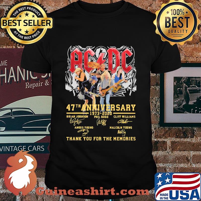 Acdc 47th anniversary 1973 2020 thank you for the memories signatures shirt