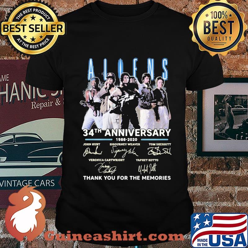 Aliens 34th anniversary 1986 2020 thank you for the memories signatures shirt