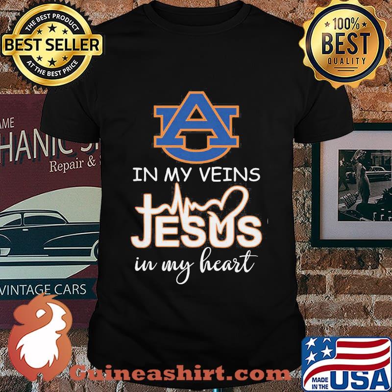 Auburn tigers in my veins jesus in my heart shirt