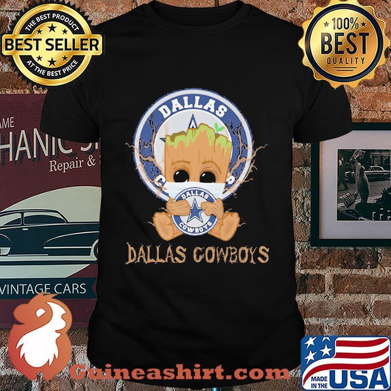Baby groot mask hug heart dallas cowboys shirt