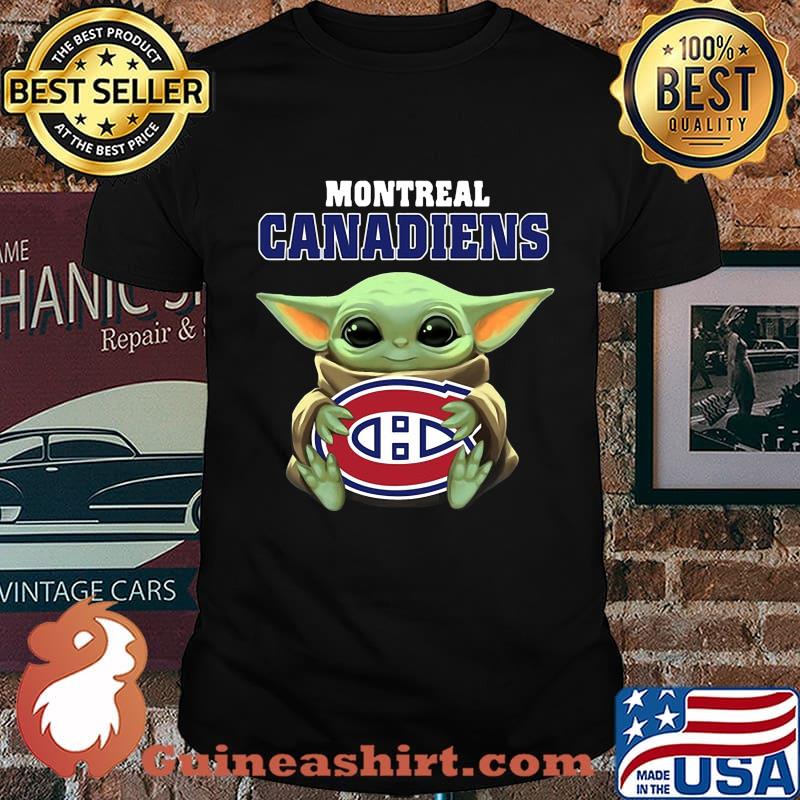 Baby yoda hug montreal canadiens logo shirt