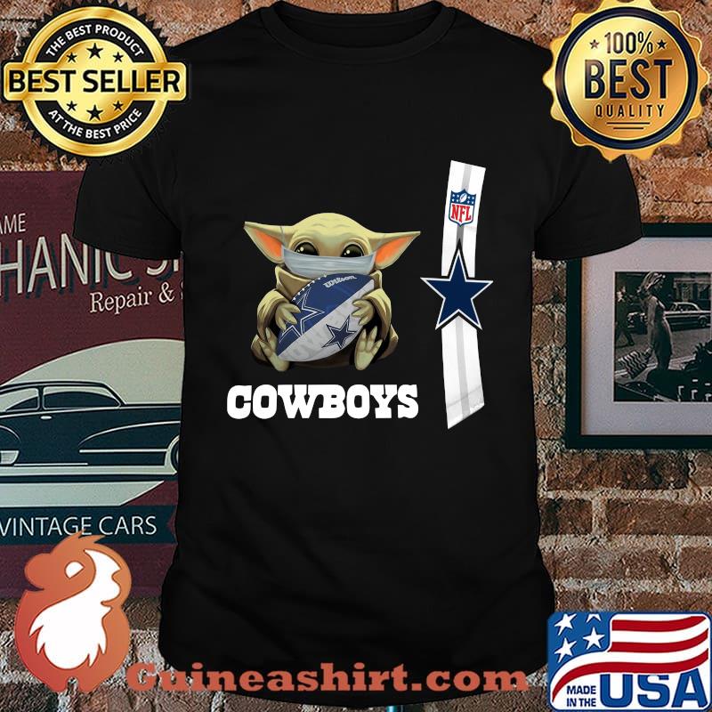 Baby yoda mask hug dallas cowboys nfl shirt
