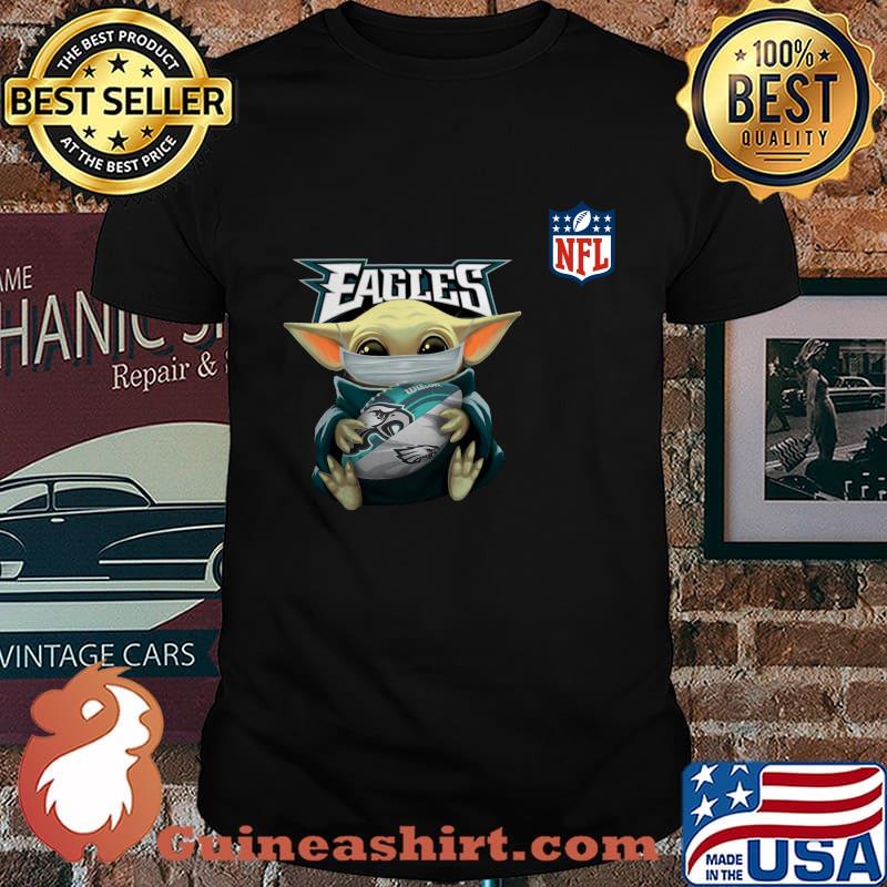Baby yoda mask hug philadelphia eagles nfl shirt
