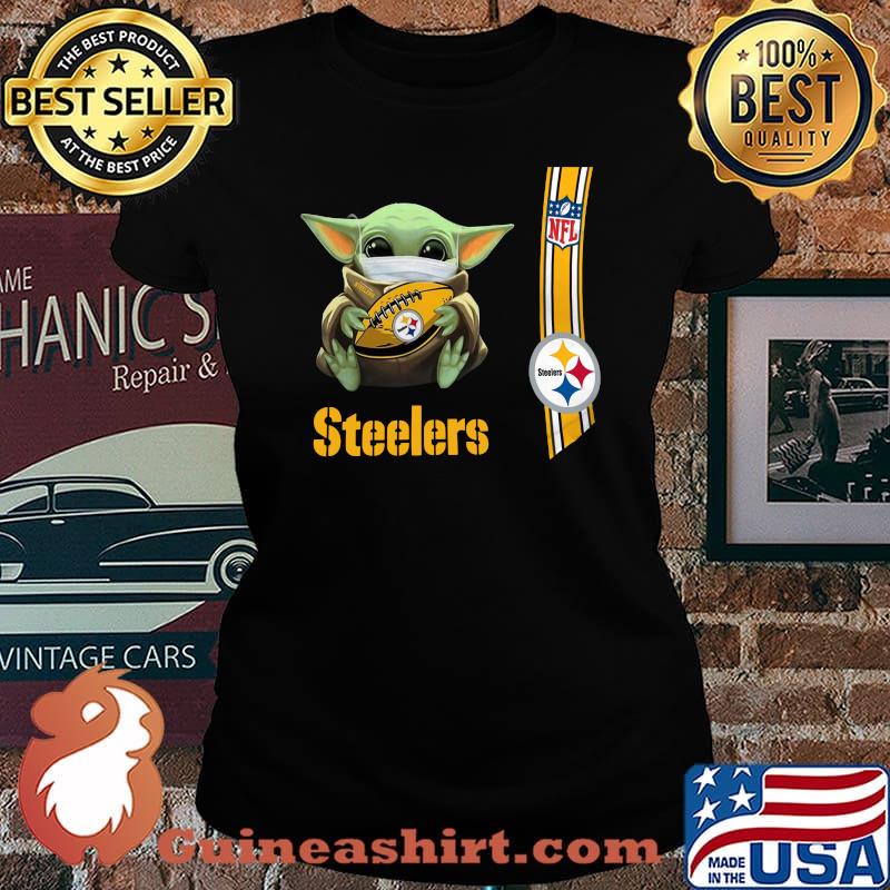 Baby yoda mask hug pittsburgh steelers nfl s Laides tee