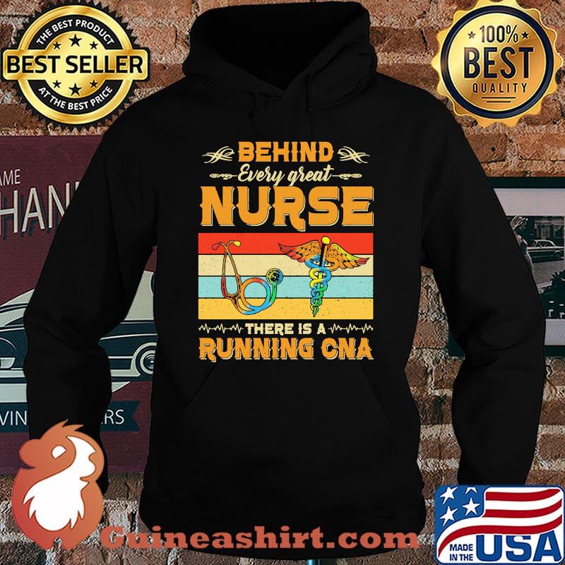 Behind every great nurse there is a running cna vintage retro s Hoodie